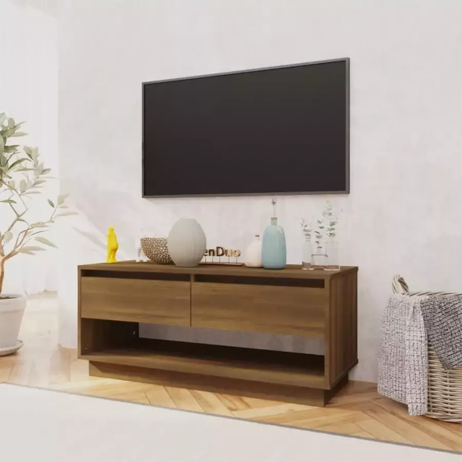 VidaXL -Tv-meubel-102x41x44-cm-bewerkt-hout-bruin-eikenkleur - Foto 3