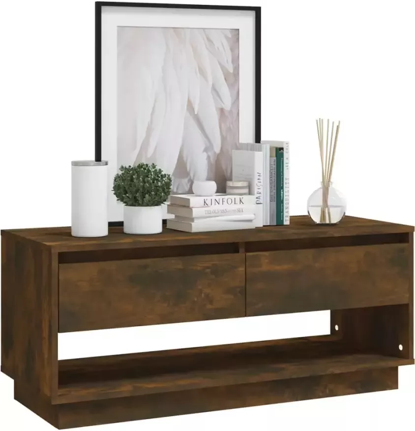 VidaXL -Tv-meubel-102x41x44-cm-bewerkt-hout-gerookt-eikenkleurig - Foto 2