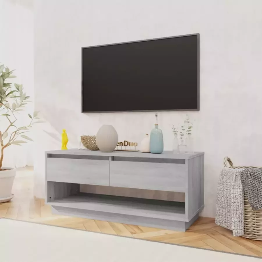 VidaXL -Tv-meubel-102x41x44-cm-bewerkt-hout-grijs-sonoma-eikenkleurig - Foto 3