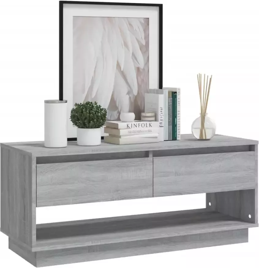 VidaXL -Tv-meubel-102x41x44-cm-bewerkt-hout-grijs-sonoma-eikenkleurig - Foto 2