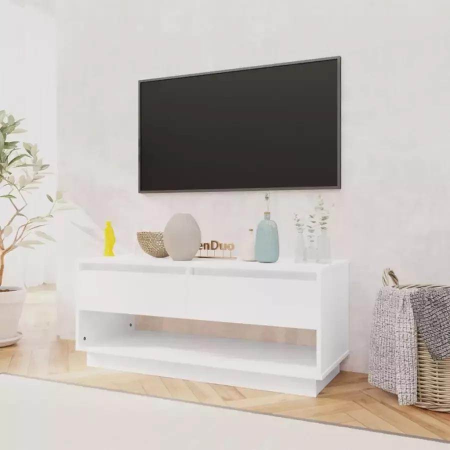 VidaXL -Tv-meubel-102x41x44-cm-spaanplaat-hoogglans-wit - Foto 3
