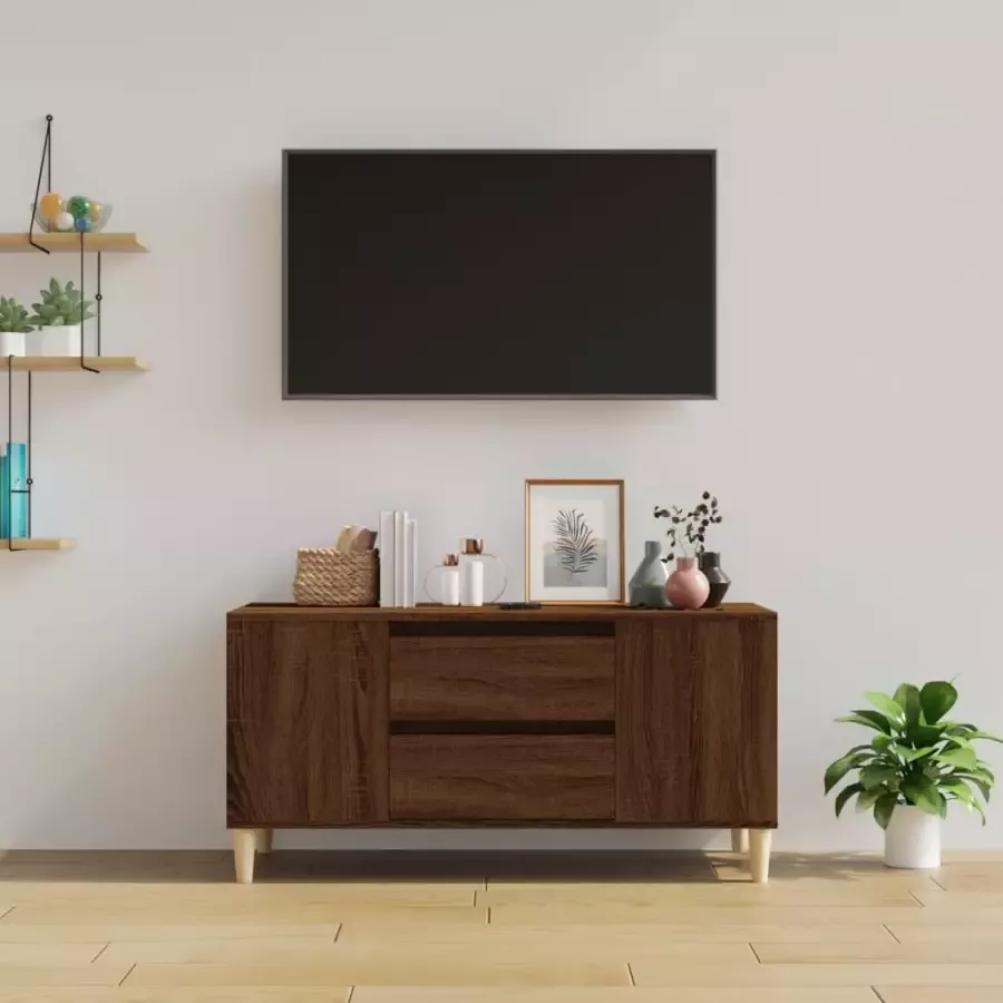 VidaXL -Tv-meubel-102x44 5x50-cm-bewerkt-hout-bruineikenkleurig - Foto 1