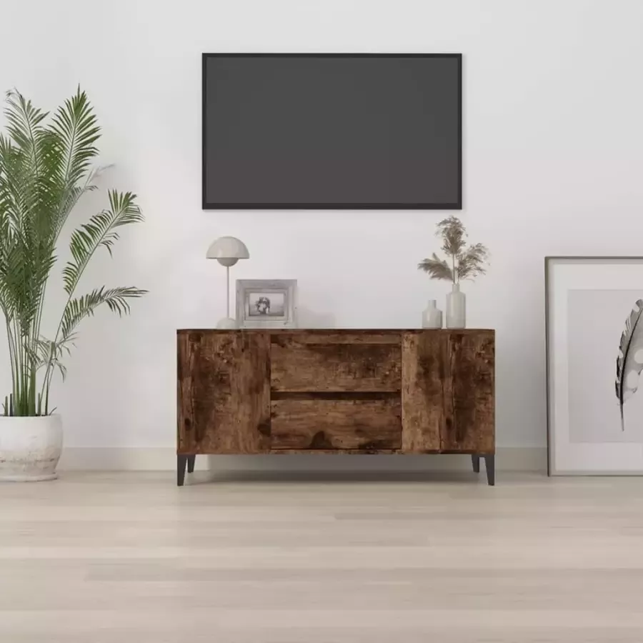 VidaXL -Tv-meubel-102x44 5x50-cm-bewerkt-hout-gerookt-eikenkleurig - Foto 5