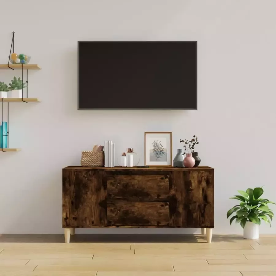 VidaXL -Tv-meubel-102x44 5x50-cm-bewerkt-hout-gerookt-eikenkleurig - Foto 1