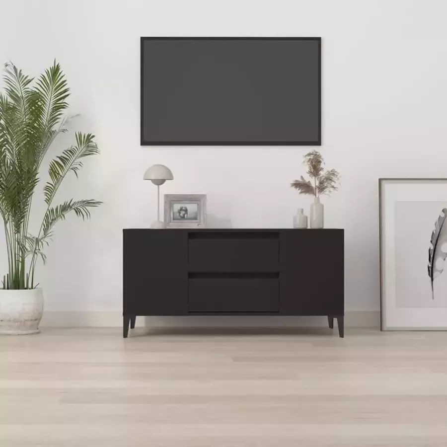 VidaXL -Tv-meubel-102x44 5x50-cm-bewerkt-hout-zwart - Foto 2