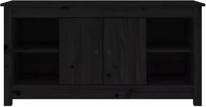 VidaXL -Tv-meubel-103x36 5x52-cm-massief-grenenhout-zwart - Foto 4