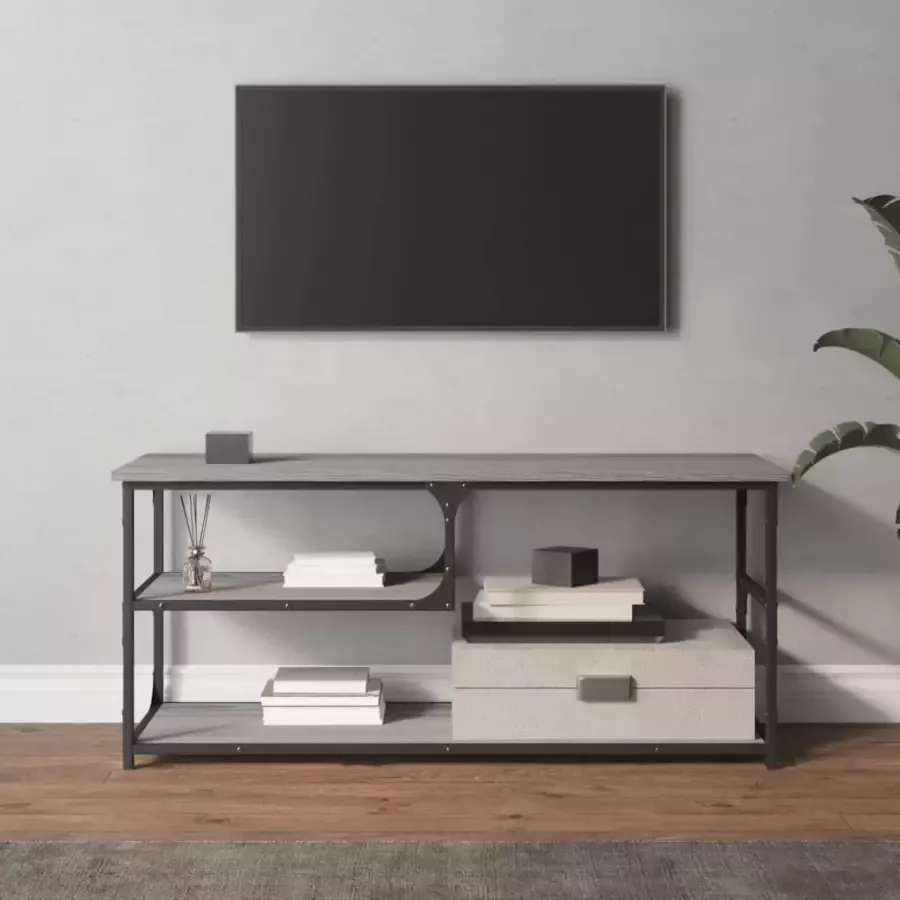 VidaXL -Tv-meubel-103x38x46 5-cm-en-bewerkt-hout-staal-grijs-sonoma - Foto 3