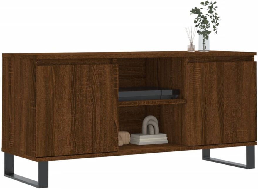 VidaXL -Tv-meubel-104x35x50-cm-bewerkt-hout-bruineikenkleurig - Foto 4