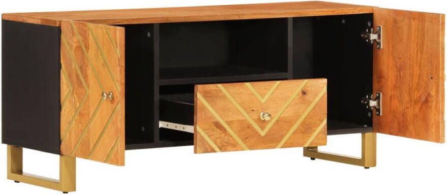 VidaXL -Tv-meubel-105x33 5x46-cm-massief-mangohout-bruin-en-zwart - Foto 7