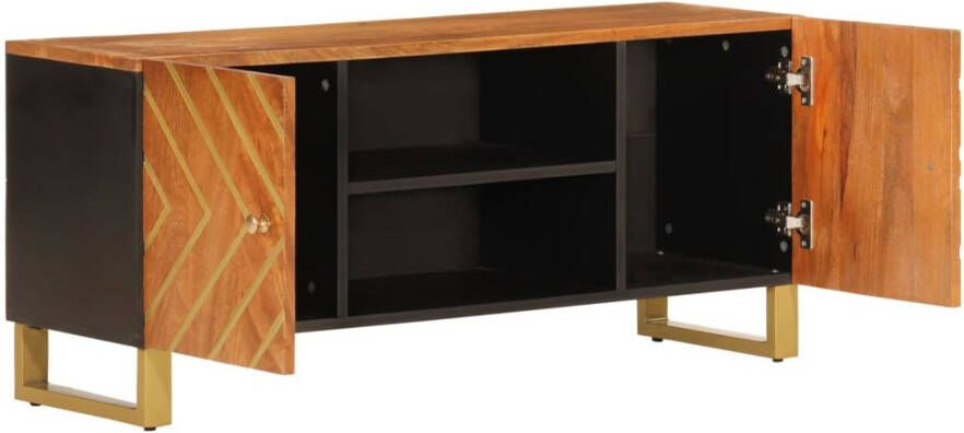 VidaXL -Tv-meubel-105x33 5x46-cm-massief-mangohout-bruin-en-zwart - Foto 6