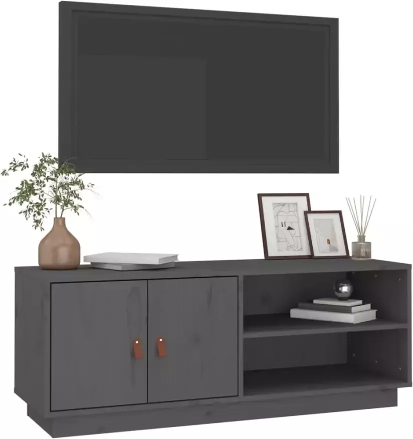 VidaXL -Tv-meubel-105x34x40-cm-massief-grenenhout-grijs