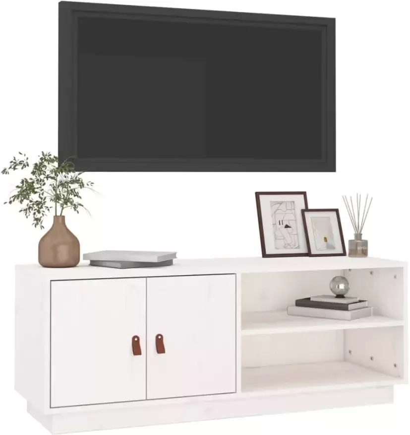 VidaXL -Tv-meubel-105x34x40-cm-massief-grenenhout-wit