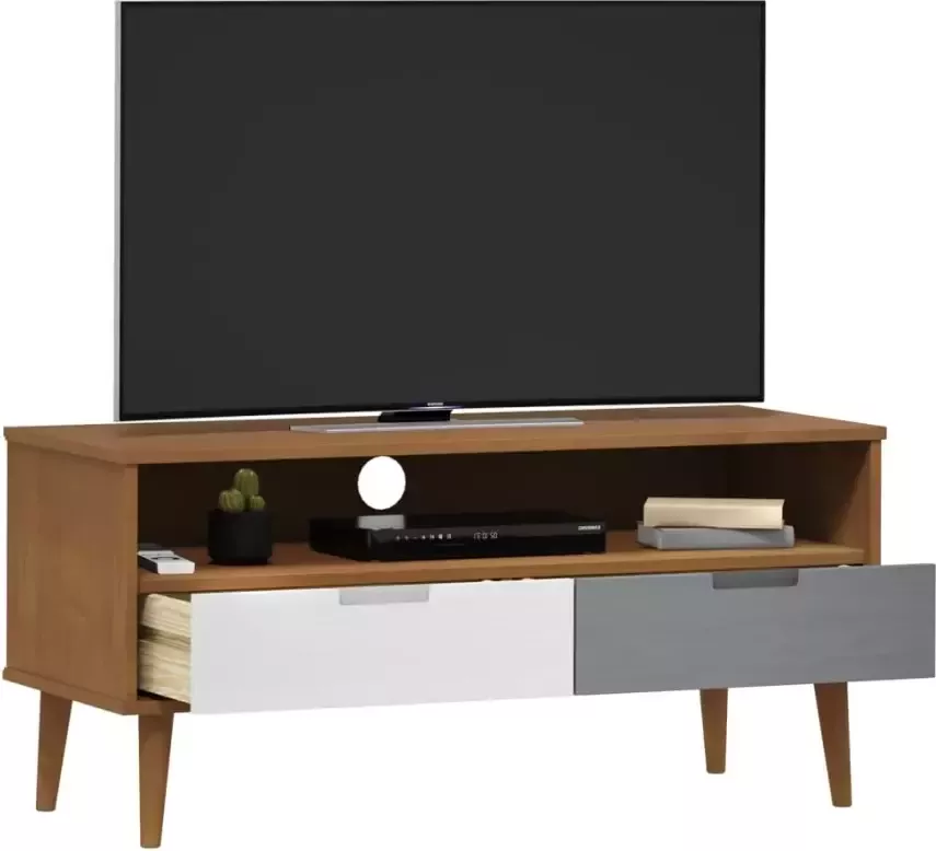 VidaXL -Tv-meubel-MOLDE-106x40x49-cm-massief-grenenhout-bruin - Foto 2
