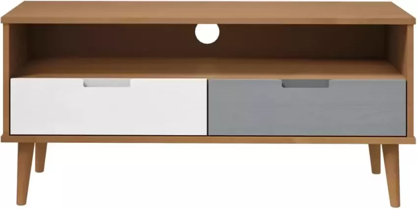 VidaXL -Tv-meubel-MOLDE-106x40x49-cm-massief-grenenhout-bruin - Foto 4