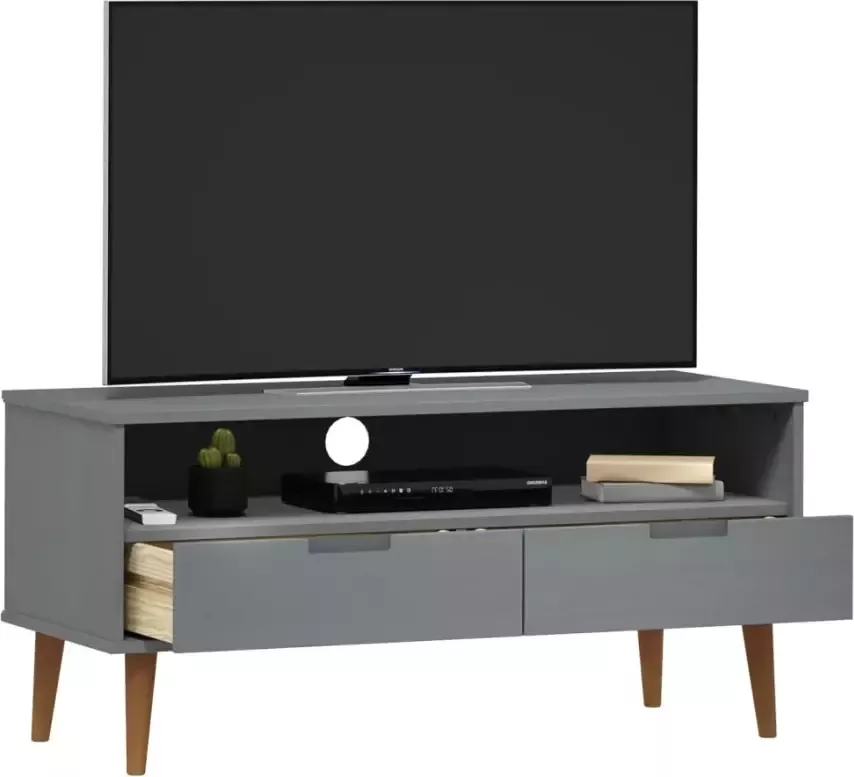 VidaXL -Tv-meubel-MOLDE-106x40x49-cm-massief-grenenhout-grijs - Foto 2