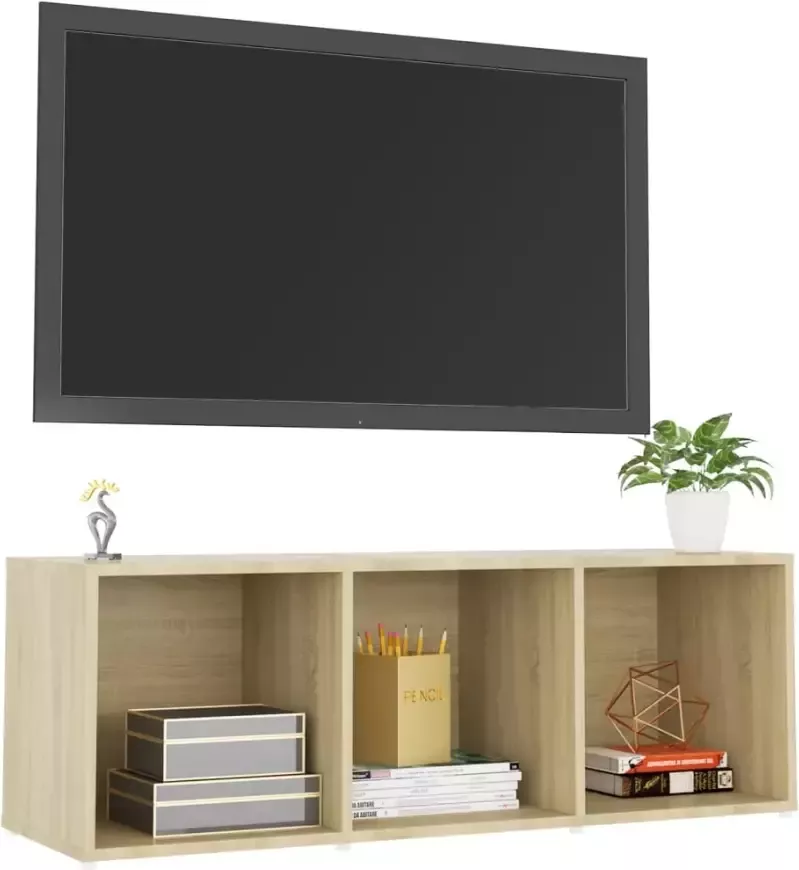 VidaXL -Tv-meubel-107x35x37-cm-bewerkt-hout-sonoma-eikenkleurig - Foto 2