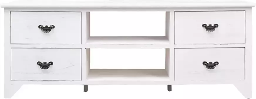 VidaXL -Tv-meubel-108x30x40-cm-massief-paulowniahout-antiekwit - Foto 4