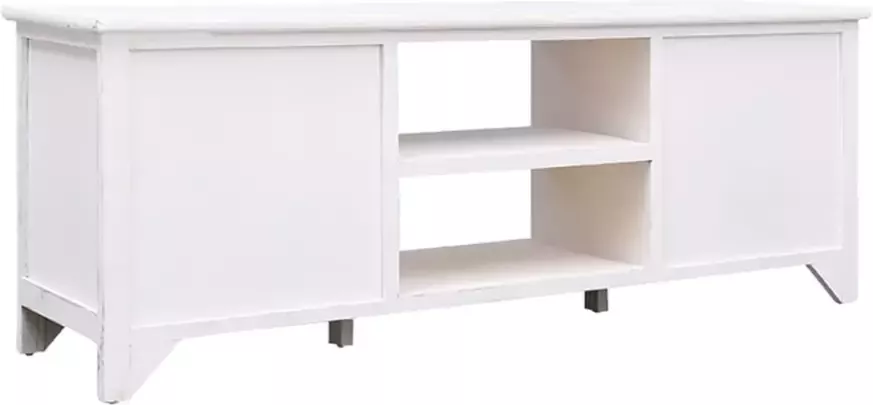 VidaXL -Tv-meubel-108x30x40-cm-massief-paulowniahout-antiekwit - Foto 3