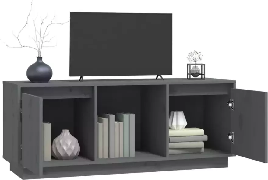 VidaXL -Tv-meubel-110 5x35x44-cm-massief-grenenhout-grijs - Foto 2