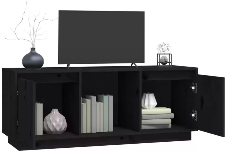 VidaXL -Tv-meubel-110 5x35x44-cm-massief-grenenhout-zwart - Foto 2