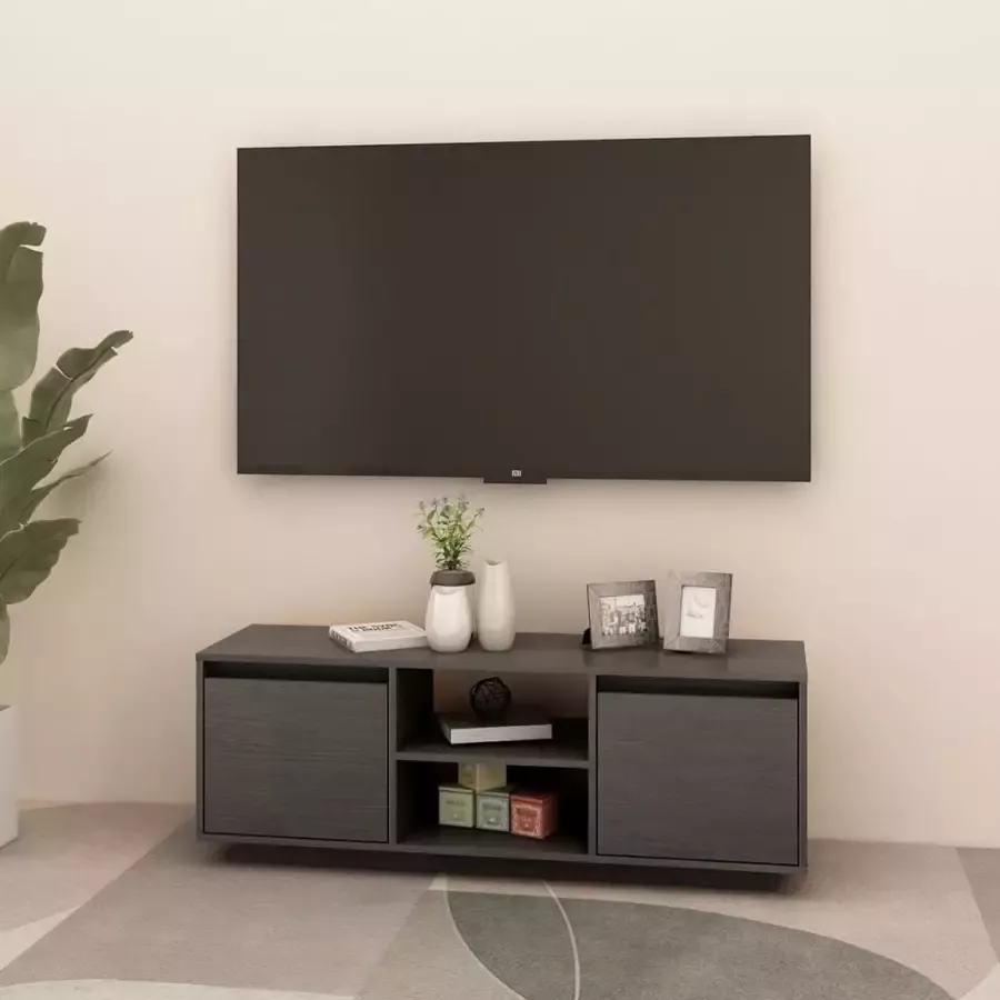 VidaXL -Tv-meubel-110x30x40-cm-massief-grenenhout-grijs - Foto 3