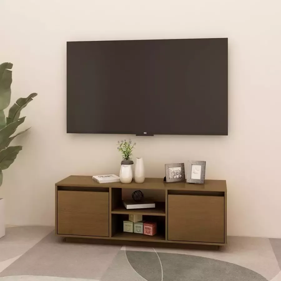 VidaXL -Tv-meubel-110x30x40-cm-massief-grenenhout-honingbruin - Foto 3