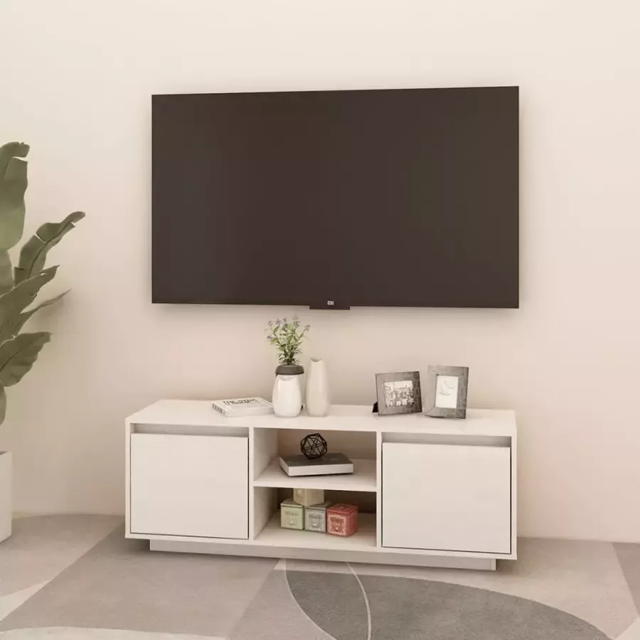 VidaXL -Tv-meubel-110x30x40-cm-massief-grenenhout-wit - Foto 2