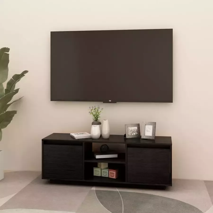 VidaXL -Tv-meubel-110x30x40-cm-massief-grenenhout-zwart - Foto 3