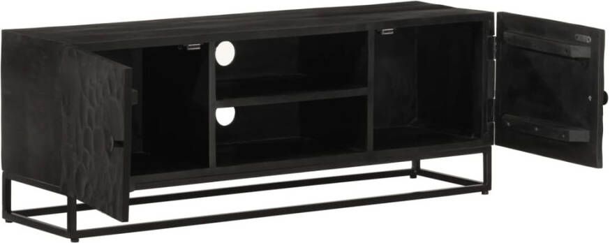 VIDAXL Tv-meubel 110x30x40 cm massief mangohout en ijzer zwart - Foto 2