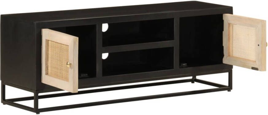 VIDAXL Tv-meubel 110x30x40 cm massief mangohout en ijzer zwart - Foto 3