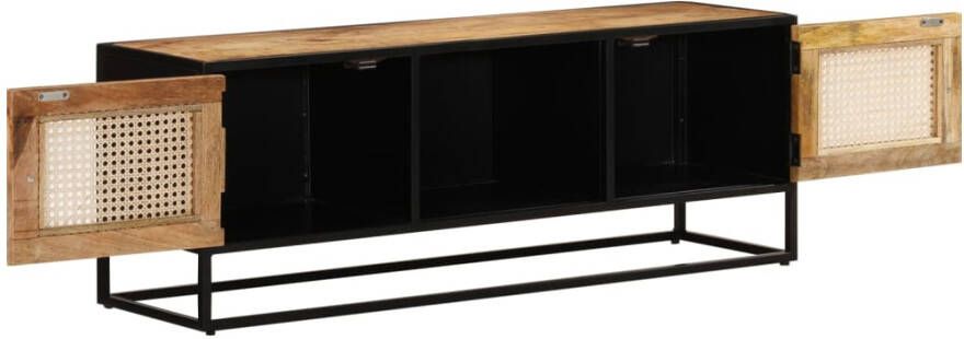 VidaXL -Tv-meubel-110x30x40-cm-massief-ruw-mangohout-en-ijzer - Foto 4