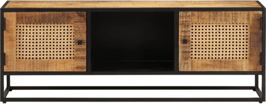 VidaXL -Tv-meubel-110x30x40-cm-massief-ruw-mangohout-en-ijzer - Foto 3