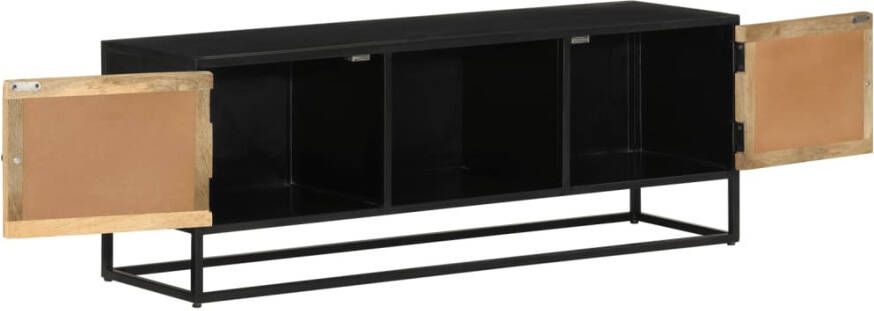VidaXL -Tv-meubel-110x30x40-cm-massief-ruw-mangohout-en-ijzer - Foto 5