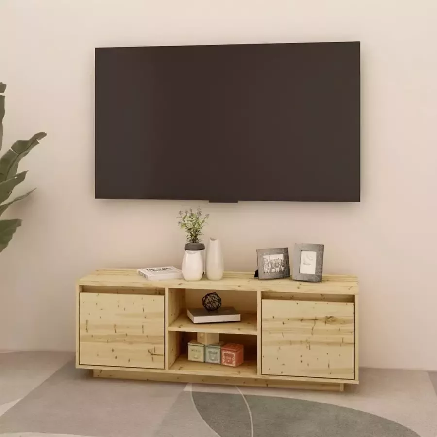 VidaXL -Tv-meubel-110x30x40-cm-massief-vurenhout - Foto 1