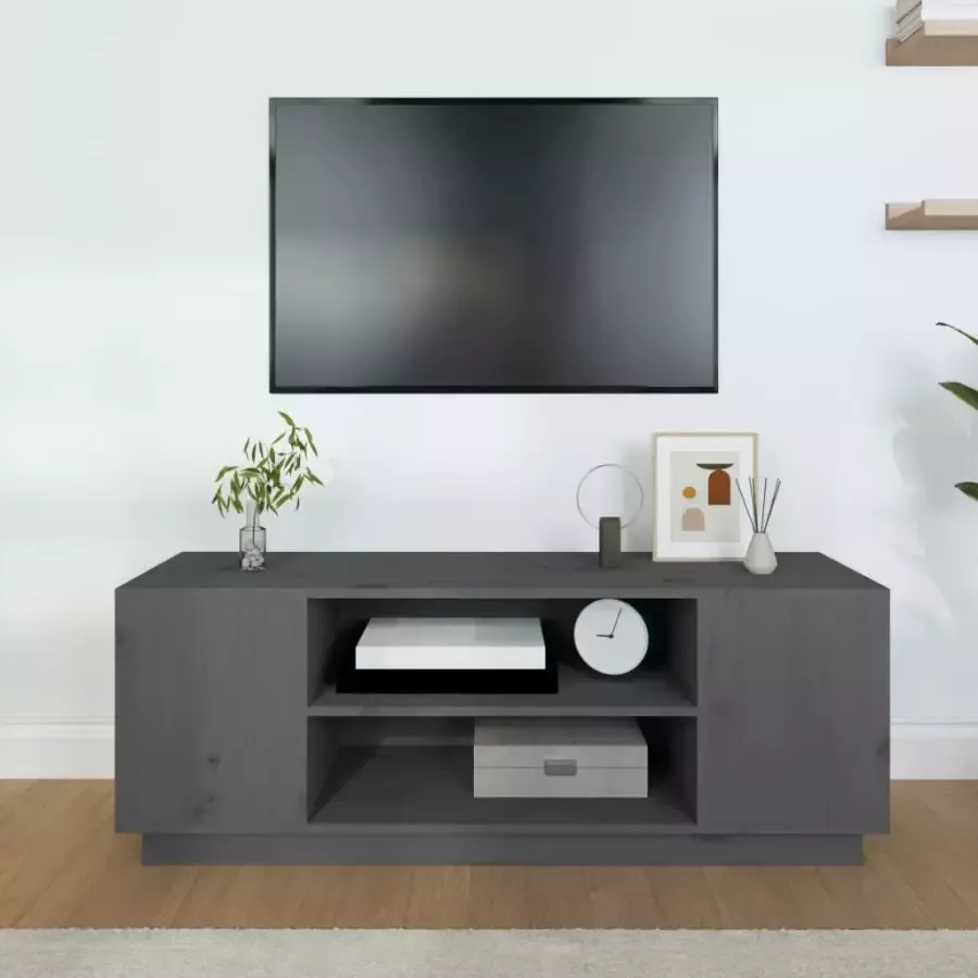 VidaXL -Tv-meubel-110x35x40 5-cm-massief-grenenhout-grijs - Foto 2