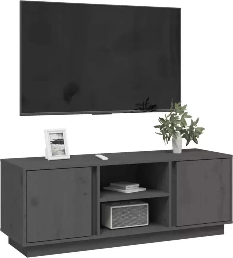 VidaXL -Tv-meubel-110x35x40 5-cm-massief-grenenhout-grijs