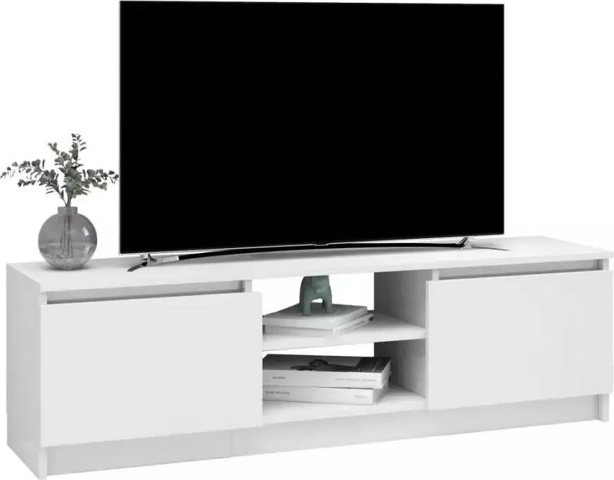 VidaXL -Tv-meubel-120x30x35 5-cm-bewerkt-hout-hoogglans-wit - Foto 3