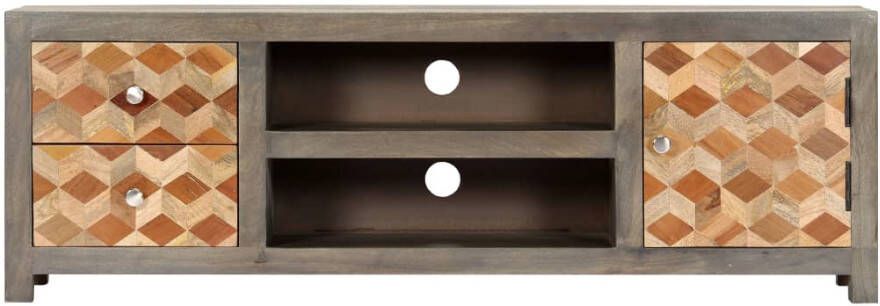 VidaXL -Tv-meubel-120x30x40-cm-massief-mangohout-grijs - Foto 4