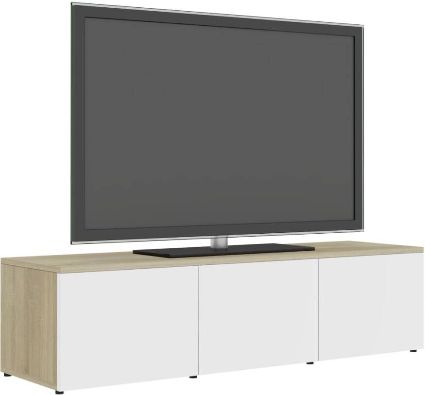 VidaXL -Tv-meubel-120x34x30-cm-bewerkt-hout-wit-en-sonoma-eikenkleurig