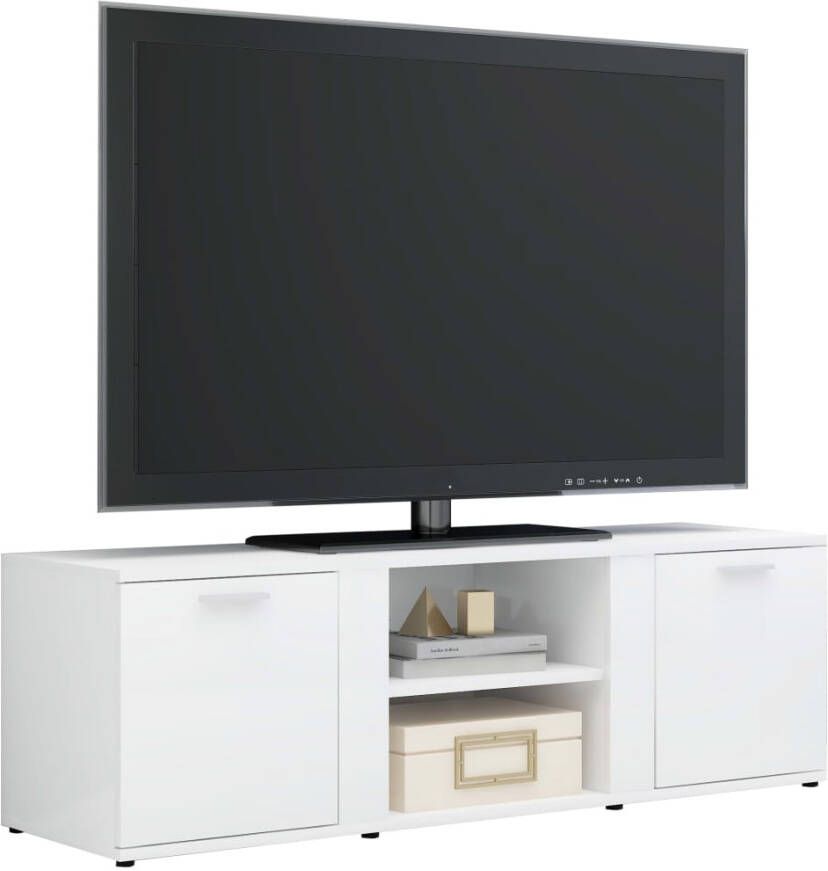 VidaXL -Tv-meubel-120x34x37-cm-bewerkt-hout-hoogglans-wit - Foto 1