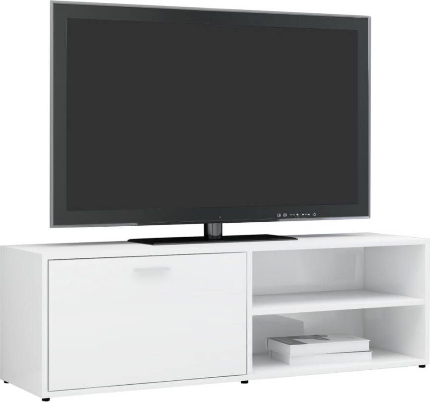 VidaXL -Tv-meubel-120x34x37-cm-bewerkt-hout-hoogglans-wit - Foto 3