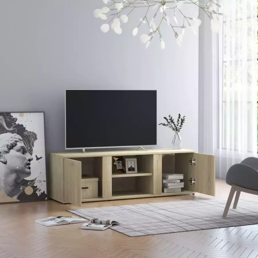 VidaXL -Tv-meubel-120x34x37-cm-bewerkt-hout-sonoma-eikenkleurig - Foto 2