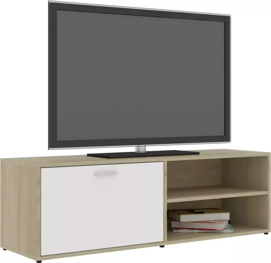 VidaXL -Tv-meubel-120x34x37-cm-bewerkt-hout-wit-en-sonoma-eikenkleurig - Foto 2