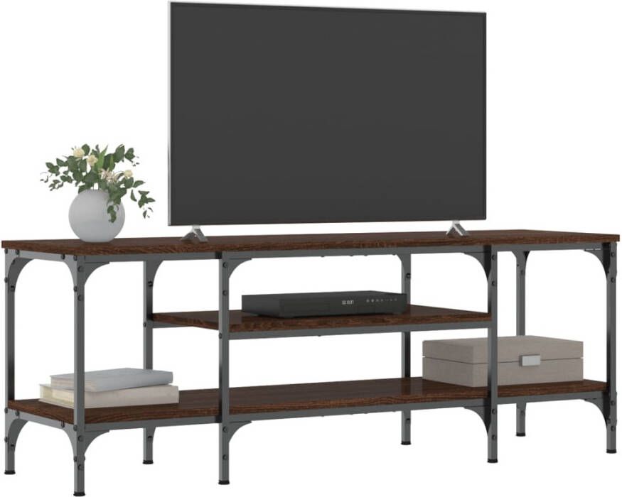 VidaXL -Tv-meubel-121x35x45-cm-bewerkt-hout-en-ijzer-bruineikenkleurig - Foto 3