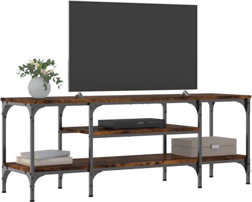 VidaXL -Tv-meubel-121x35x45-cm-bewerkt-hout-en-ijzer-gerookt-eikenkleur - Foto 2