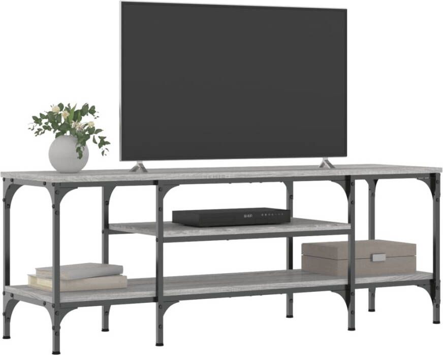 VidaXL -Tv-meubel-121x35x45-cm-bewerkt-hout-en-ijzer-grijs-sonoma-eiken - Foto 3
