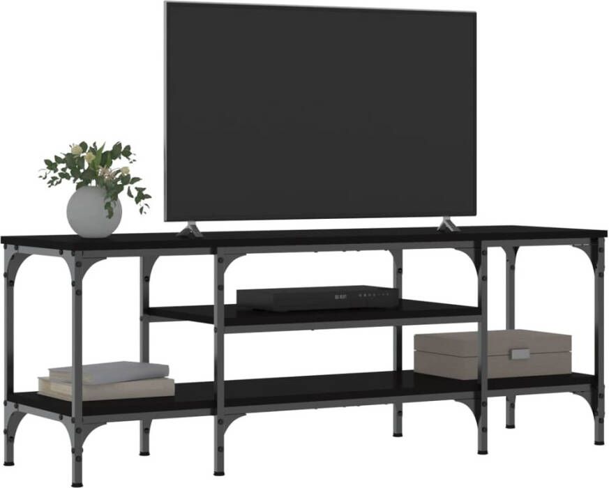 VidaXL -Tv-meubel-121x35x45-cm-bewerkt-hout-en-ijzer-zwart - Foto 2