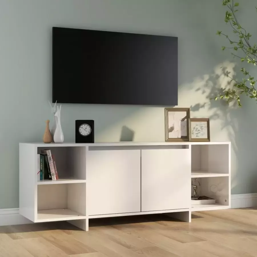 VIDAXL Tv-meubel 130x35x50 cm spaanplaat hoogglans wit