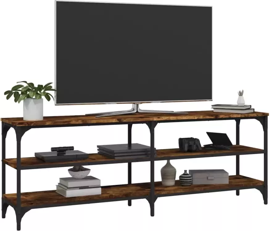 VidaXL -Tv-meubel-140x30x50-cm-bewerkt-hout-gerookt-eikenkleurig - Foto 4