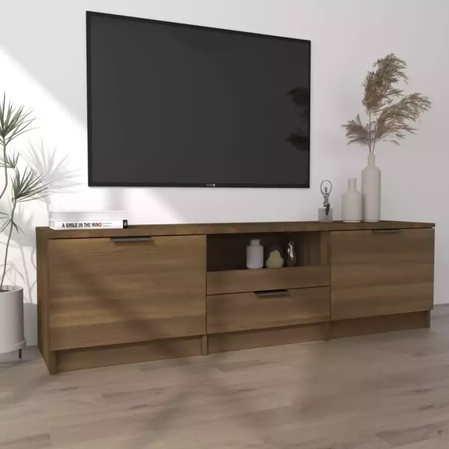 VidaXL -Tv-meubel-140x35x40-cm-bewerkt-hout-bruineikenkleurig - Foto 2